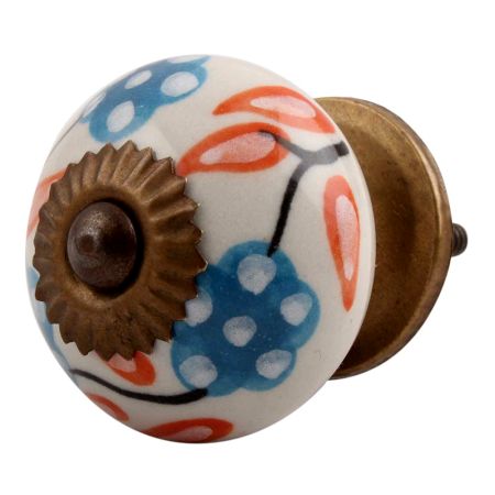 Orange Leaf Flower Ceramic Cabinet Knob Online